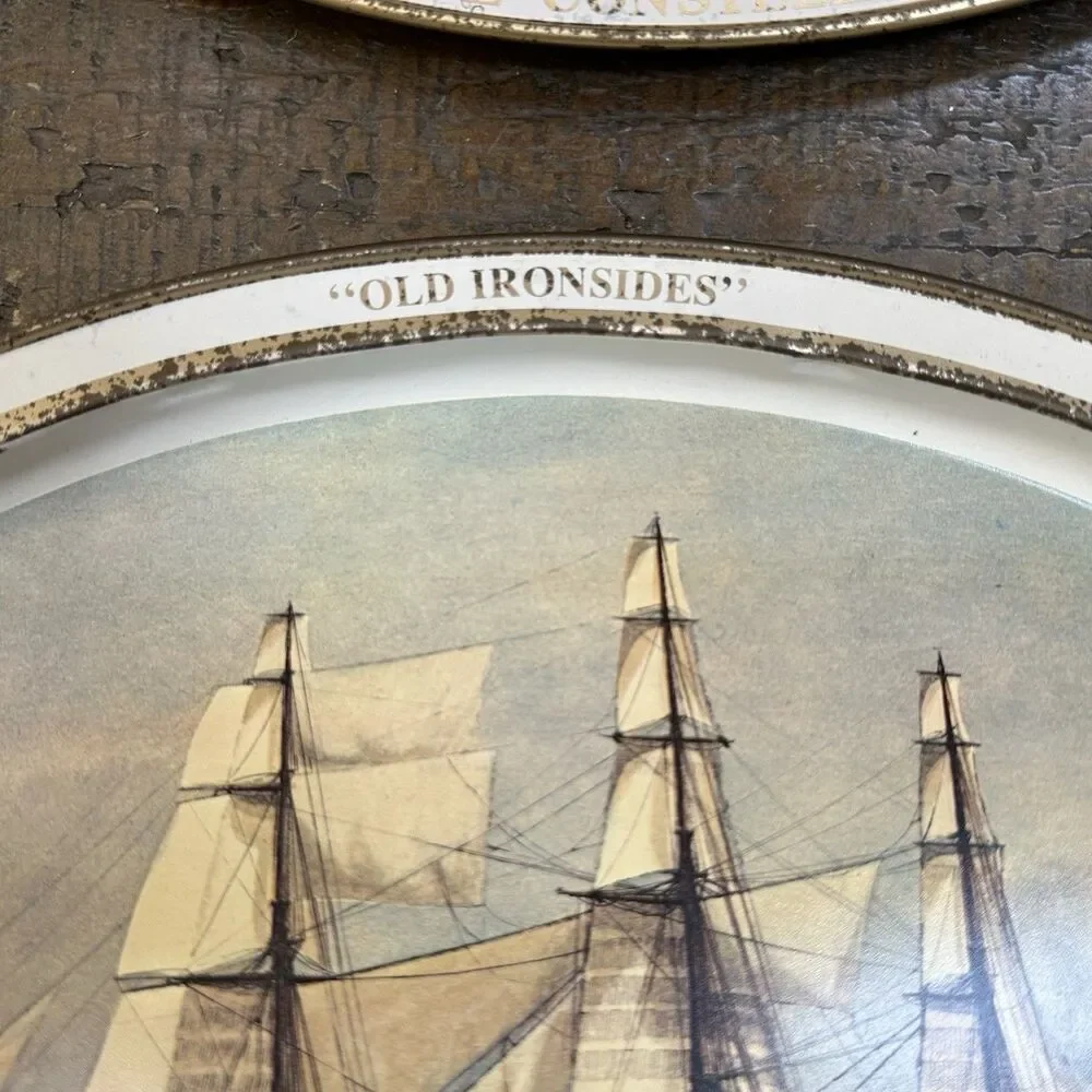 1976 Bicentennial Tray Set – Constellation & Old Ironsides Nautical Decor